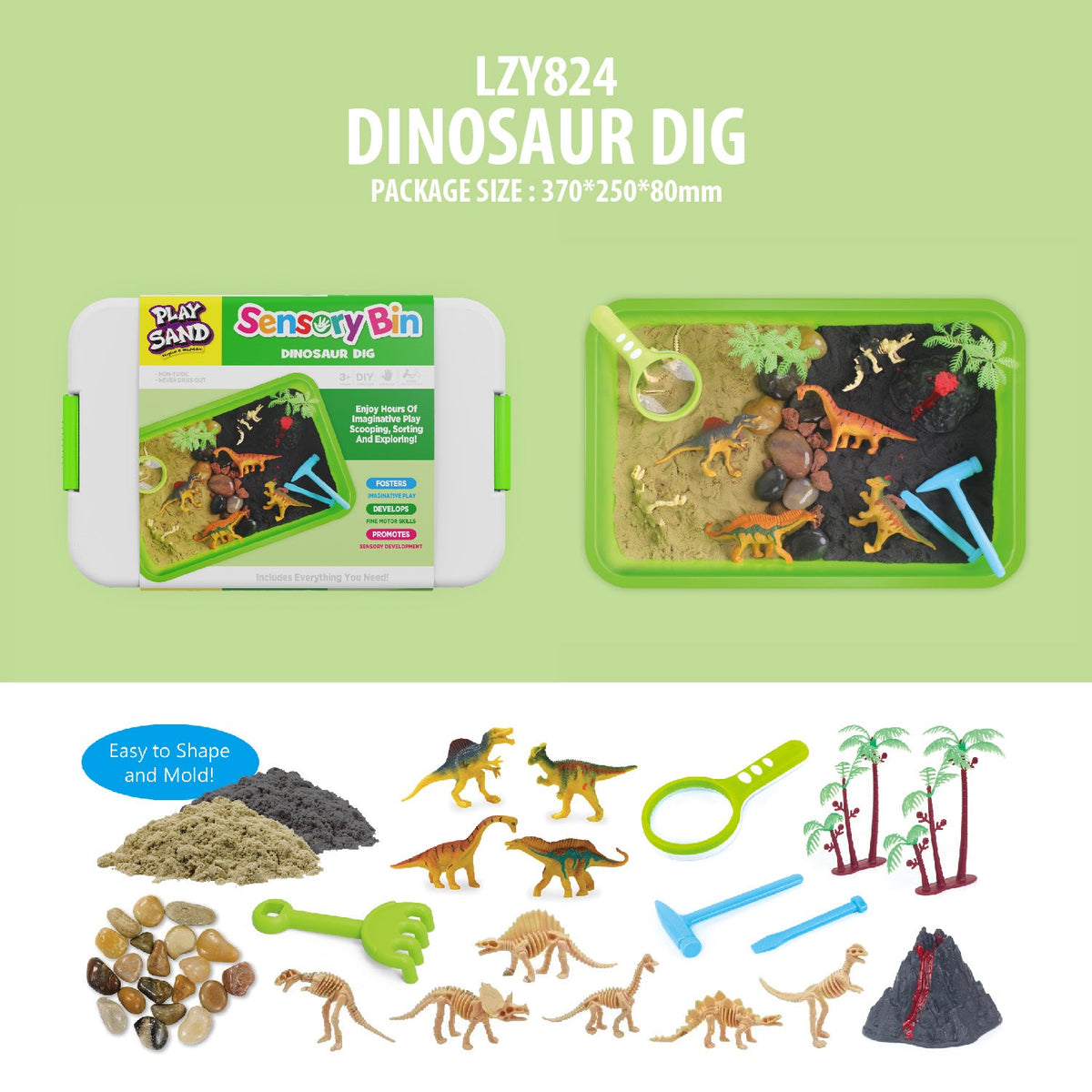 Playsand Kidsren's Toy Sand Sensory Box Set Marine Animal Ice Cream Cake Dinosaur Engineering Scene