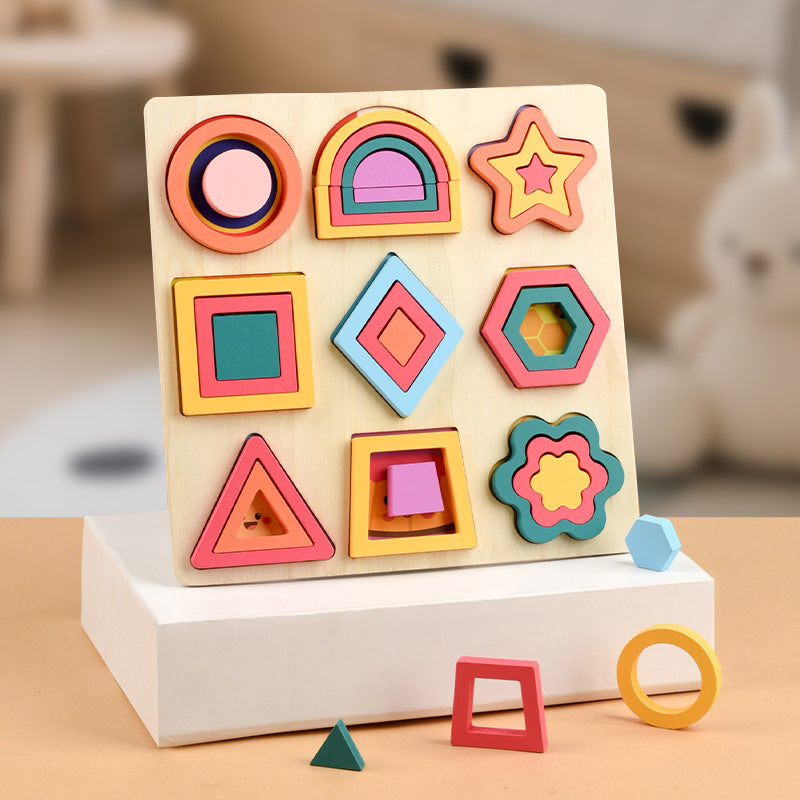 Montessori Early Education Kidsren's Intellectual Enlightenment Geometric Shape Cognitive Board Puzzle Matching Puzzle Advanced Puzzle Toy