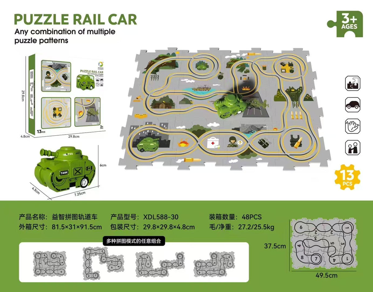 Cross-border Amazon jigsaw puzzle rail car DIY assembled sliding rail car electric train children's toy batch