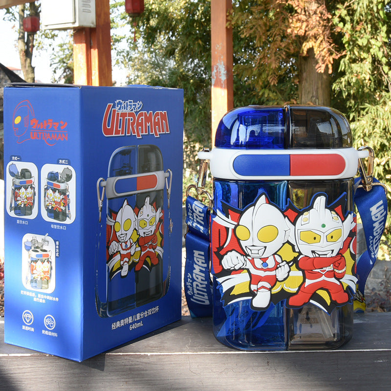 Disney's New Kidsren's Water Cup Double Drinking Water Kettle Straw Direct Drinking Dual-Use Plastic Cup Tritan Double Warehouse Cup