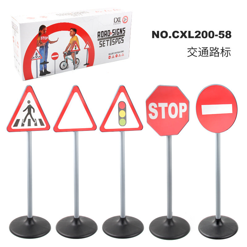 Children's Traffic Safety A variety of simulation traffic signal signs suit model scene science and education toys