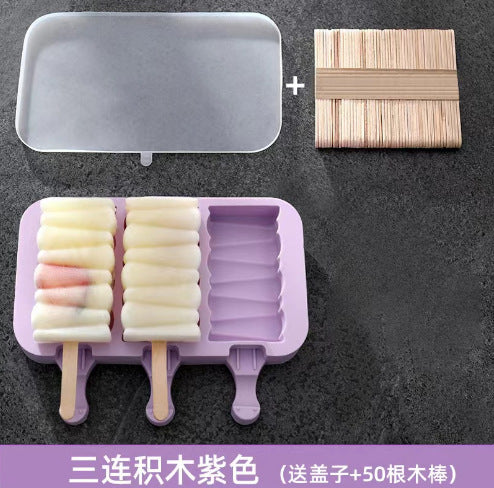 Food grade silicone ice cream mold with lid ice box DIY homemade creative popsicle