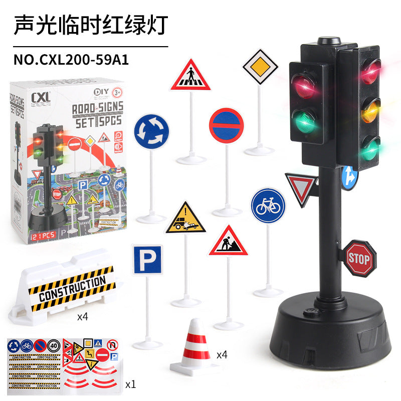 Children's Traffic Safety A variety of simulation traffic signal signs suit model scene science and education toys