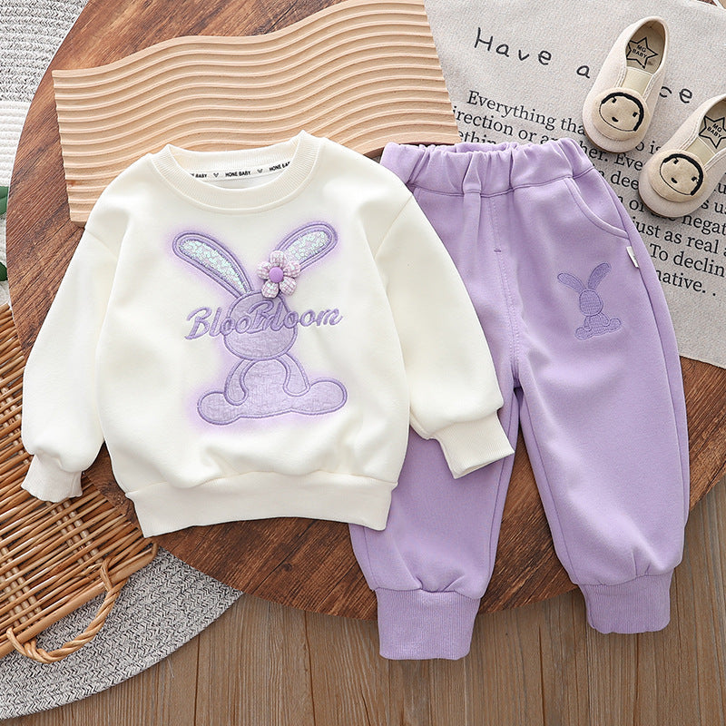 2026 Autumn New Fashionable Outfit for Baby Girls 1-5 Years Old, Stylish Two-Piece Set for Little Girls, Children's Cartoon Clothing