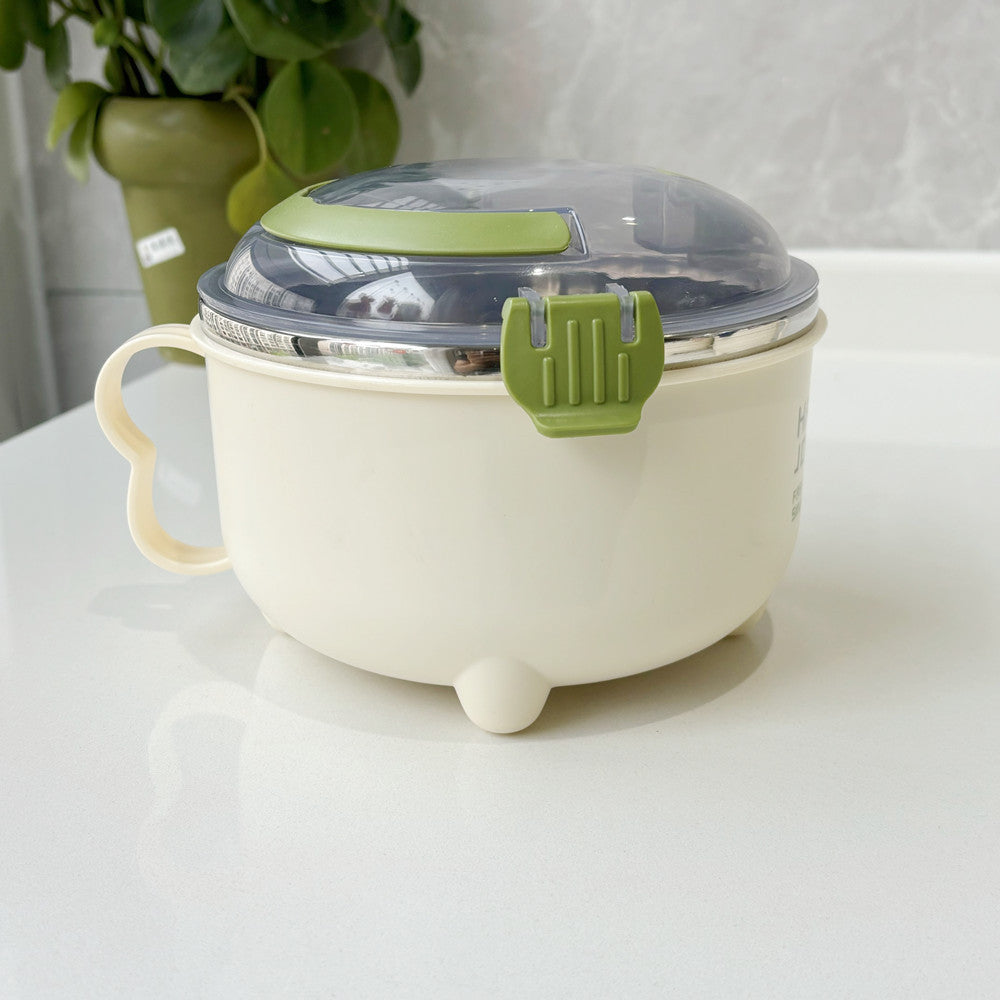 304 food grade stainless steel lunch box household rice bowl with lid soup bowl large capacity student portable instant noodle bowl wholesale