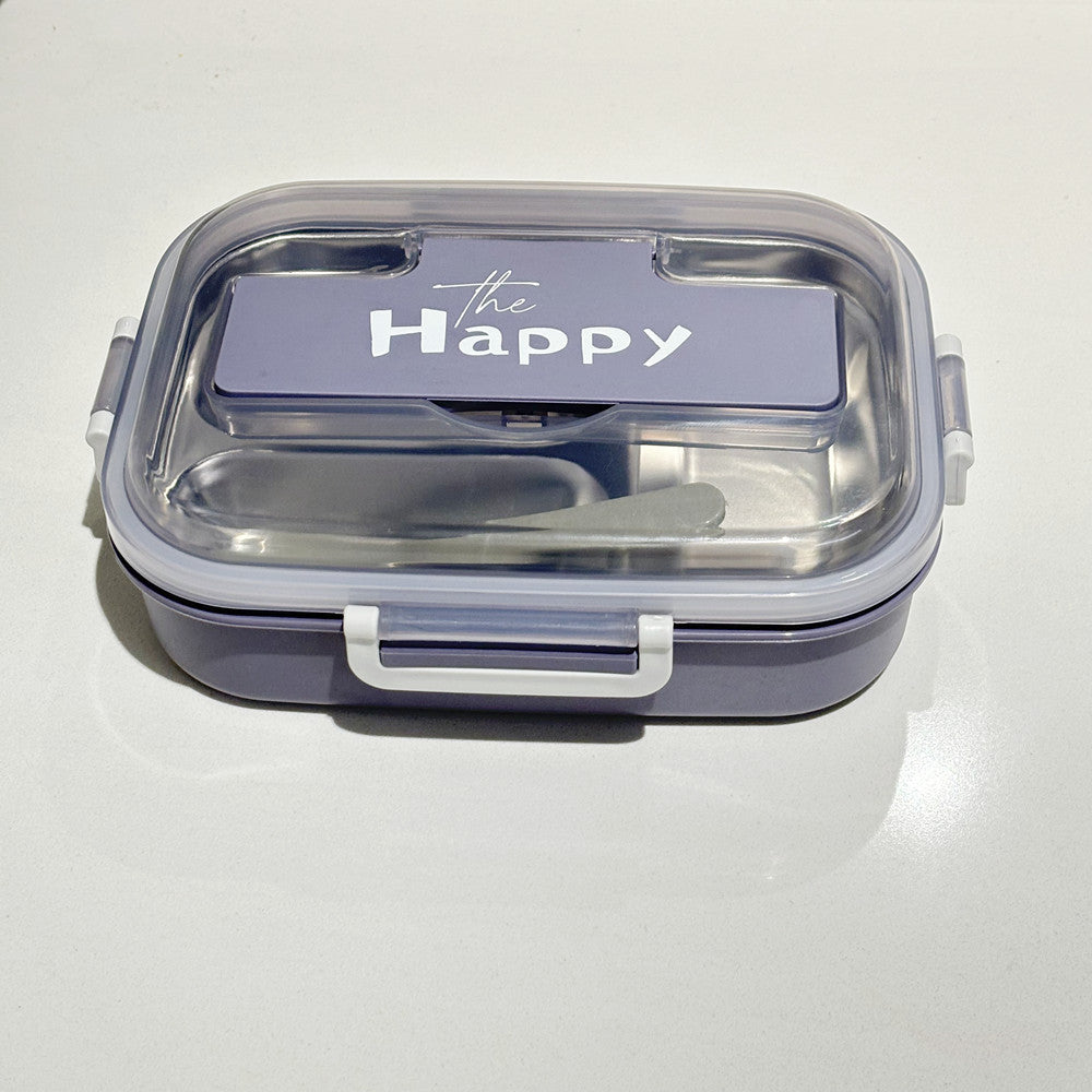 Stainless steel compartment student lunch box lunch box office workers insulation adult men and women double layer simple lunch box wholesale
