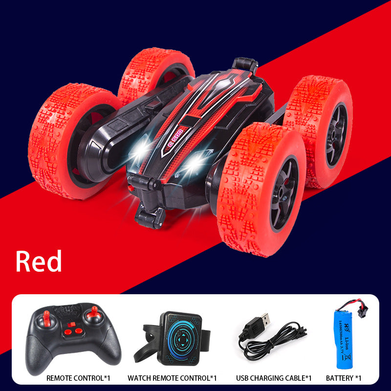 Cross-border gesture induction four-wheel drive off-road tipping bucket twisting car high-speed rotation music stunt remote control electric toy car