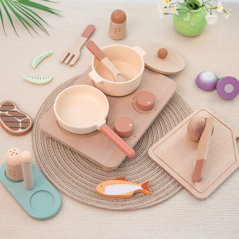 Children's Food Toy Set Baby Household Wooden Cutting Knife and Cutting Board Combination Tool Kitchen Tableware Toy