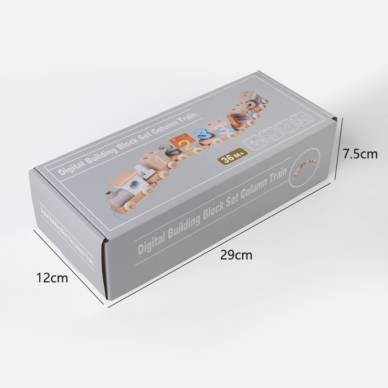 Young Children's Wooden Early Education Enlightenment Digital Color Cognition Assembled Building Blocks Dragging Train Educational Toys