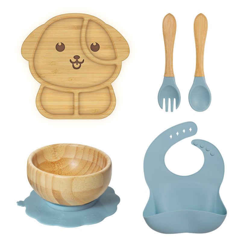 Wooden Children's Supplementary Food Plate Creative Cartoon Dinner Plate for Kindergarten Baby's Bamboo and Wooden Plate Baby Suction Disc Bowl