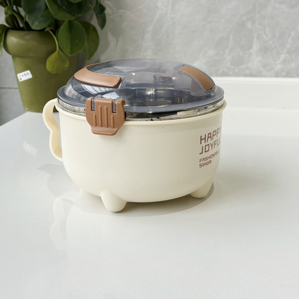 304 food grade stainless steel lunch box household rice bowl with lid soup bowl large capacity student portable instant noodle bowl wholesale
