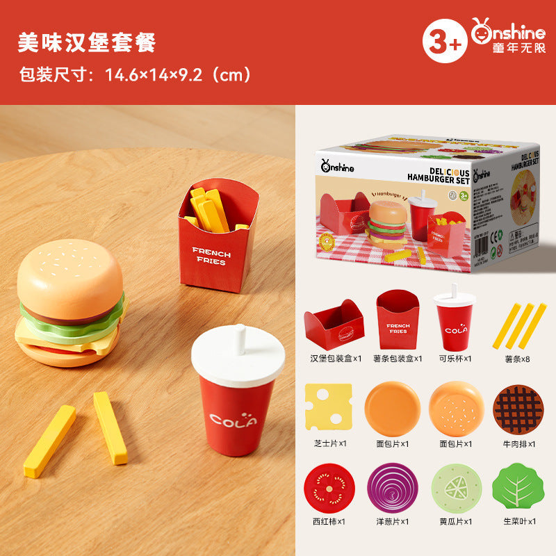 ONSHINE/Childhood Unlimited Girls Play Home Afternoon Tea suit Birthday Cake Pancake Solid Wood Toy