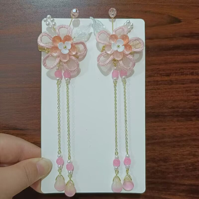 Children's Ancient Style Hair Accessories, Hairpins, Han Dynasty Costume Accessories, Tassels, Flowers, Super Fairy Clips, Girls' Glass Headdresses, Butterflies