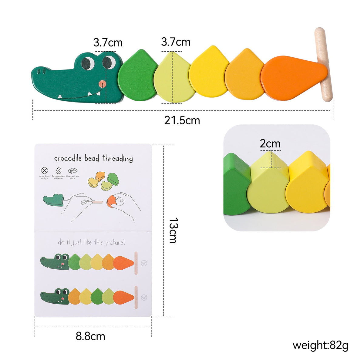 Baby puzzle multifunctional early education wooden hands-on brain toy rope color cognitive stacking seesaw toy
