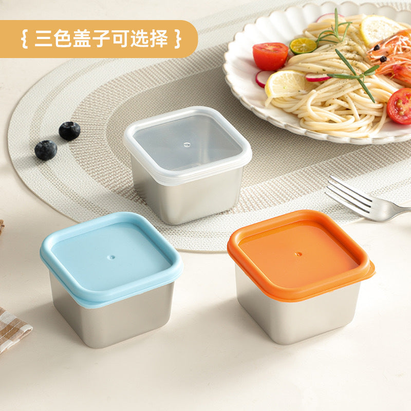 Mini (50 ml) Portable Sauce Cup Seasoning Box Cartoon Bear Plate with Lid Tomato Salad Sauce Cup 304 Stainless Steel