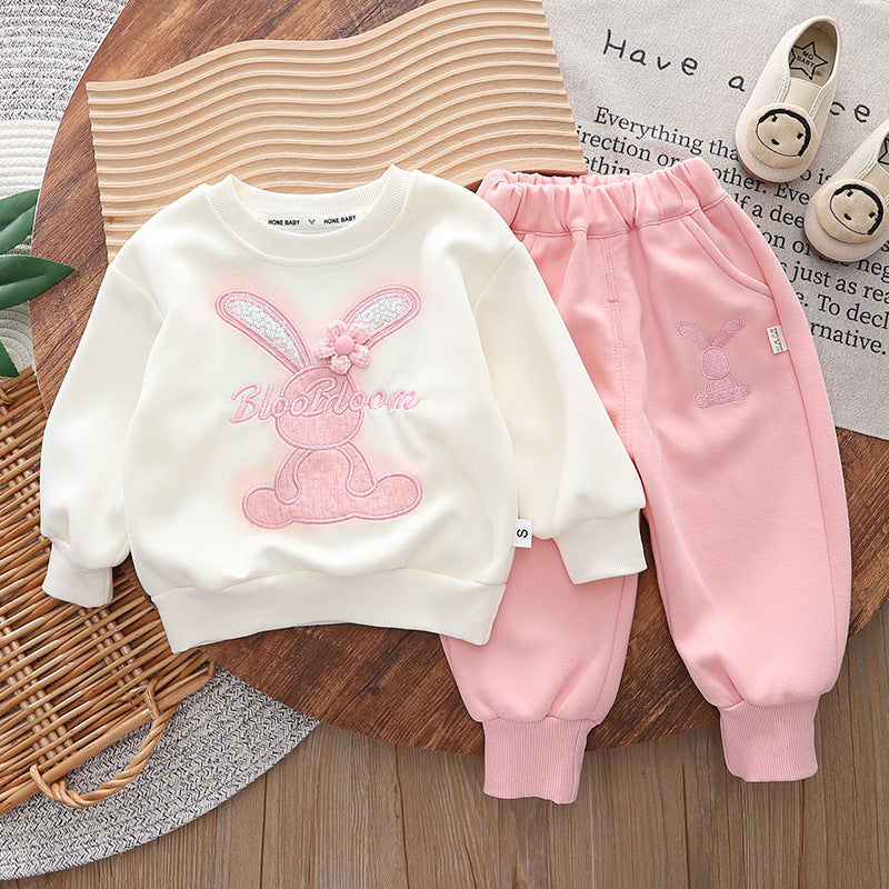 2026 Autumn New Fashionable Outfit for Baby Girls 1-5 Years Old, Stylish Two-Piece Set for Little Girls, Children's Cartoon Clothing