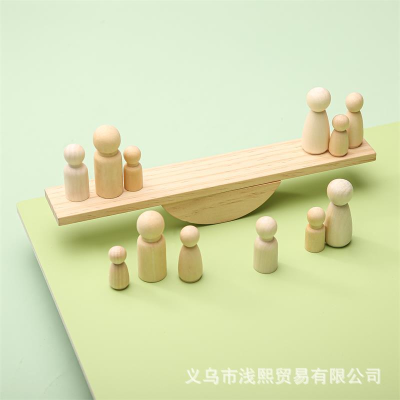 Baby puzzle multifunctional early education wooden hands-on brain toy rope color cognitive stacking seesaw toy