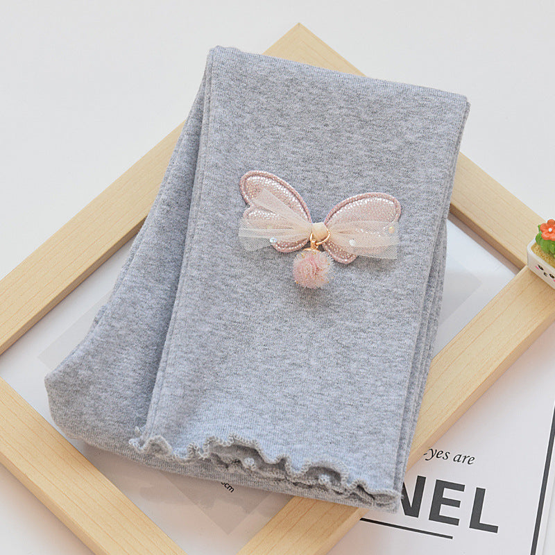 Girls' Leggings Spring and Autumn Thin Outer Wearing Western Style Children's Pants Spring New Style Baby Girl's Cotton Long Pants
