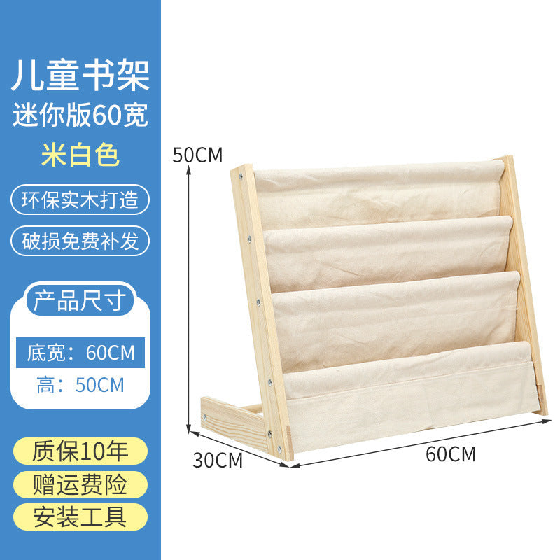 in stock Solid Wood Bookshelf Floor-Standing Children's Room Picture Book Storage Rack Kindergarten Reading Area Corner Book Picture Book Rack Bookcase