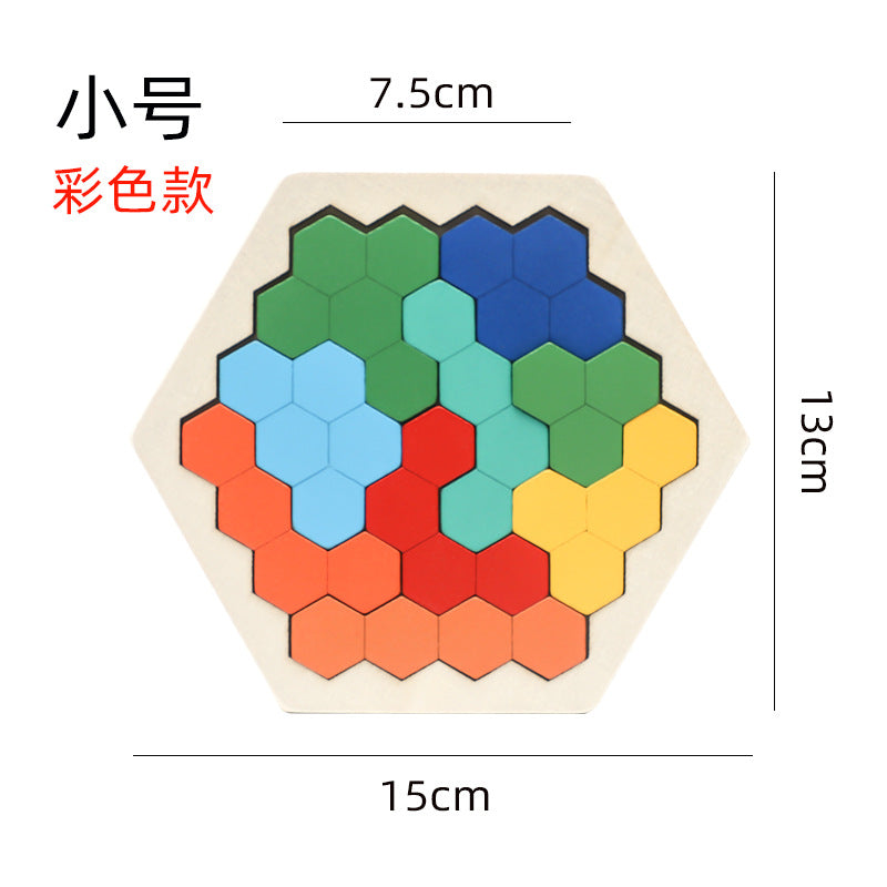 Wooden changeable honeycomb puzzle boys and girls color puzzle kindergarten early education baby children's educational toys wholesale