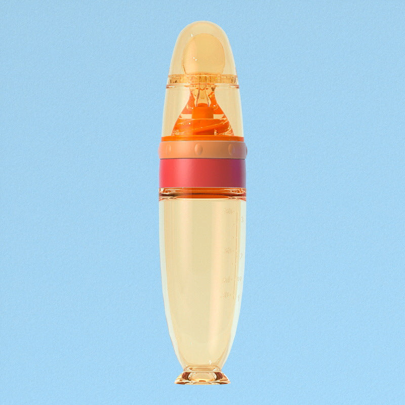 Baby Rice Bottle 150ML Silicone Soft Spoon Squeeze Fruit Juice Bottle Supplementation Spoon Suction Cup Silicone Rice Noodle Milk Bottle
