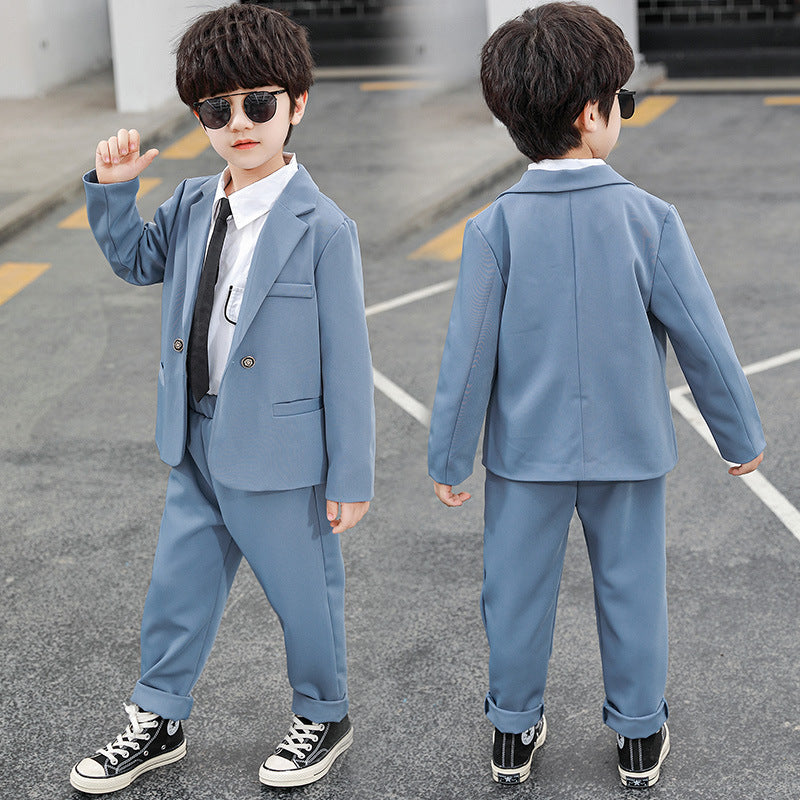 Boys' Suit suit Baby Autumn Western Style Korean Style Small Suit British Style Casual Handsome Flower Girl Host Dress