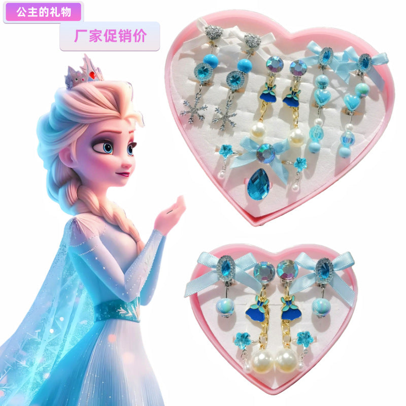 Children's Ear Clip Girls' Ear Studs without Ear Holes Cute Cartoon Bow Anti-Pain Earrings Baby Earrings Accessories