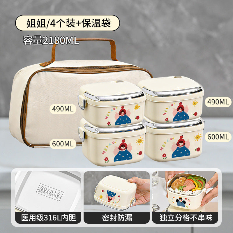New Product 316 Stainless Steel Insulated Lunch Box for Office Workers, Microwaveable Lunch Box, Small Lunch Box