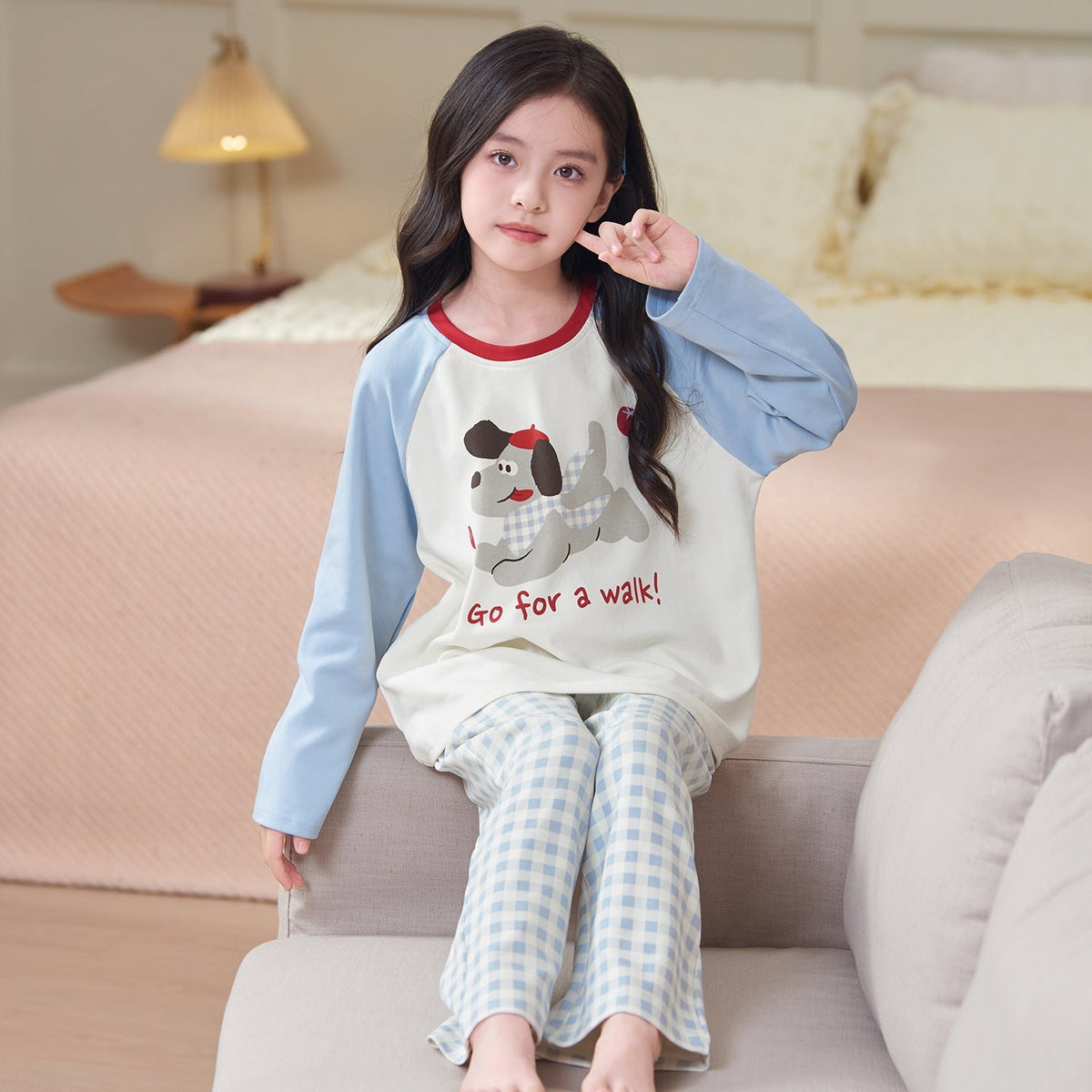 Children's Pajamas 2026 New Model Pure Cotton Long Sleeve Long Pants Spring and Autumn Girls' Cartoon Homewear Set for Older Kids