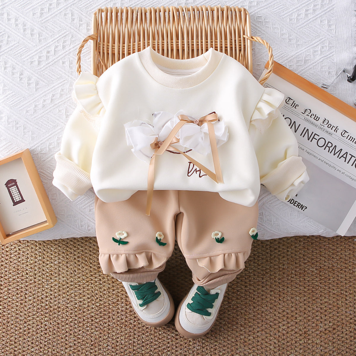 2025 Girl's Bow Sweat Spring New Women's Baoyang Korean Style Top Children's Baby Princess Long Sleeve