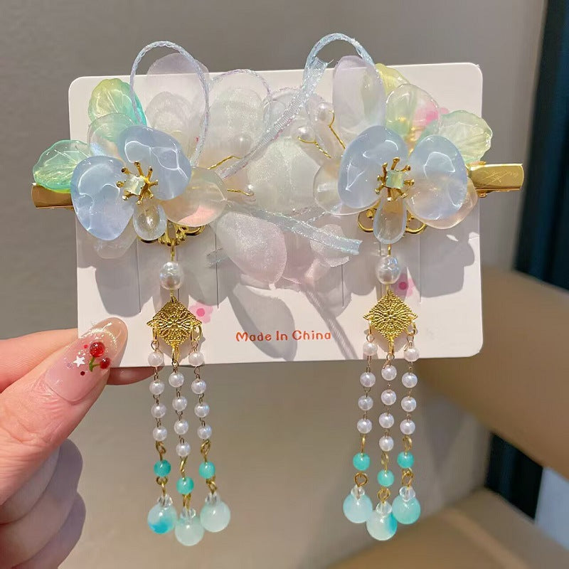 Children's Ancient Style Hair Accessories, Hairpins, Han Dynasty Costume Accessories, Tassels, Flowers, Super Fairy Clips, Girls' Glass Headdresses, Butterflies
