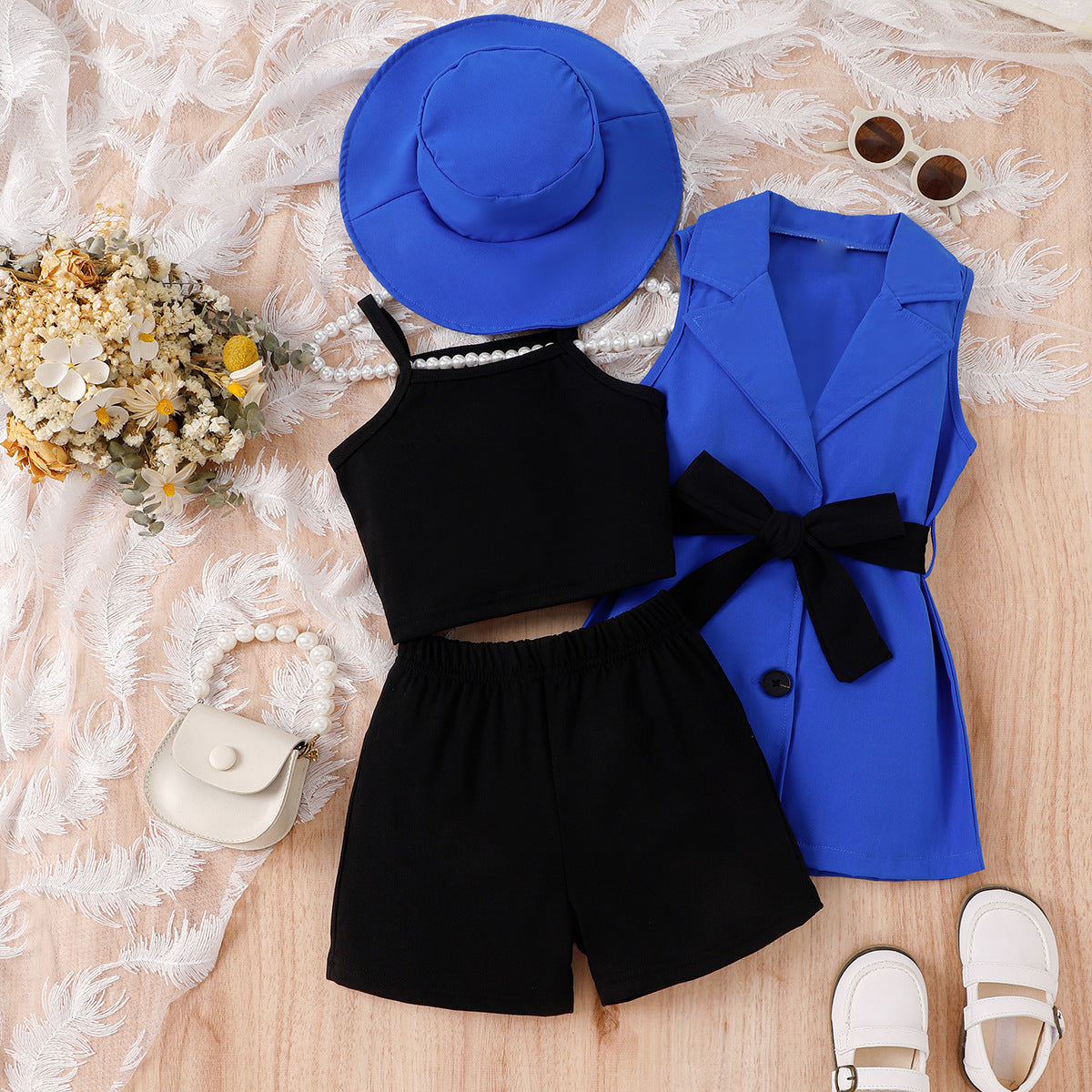 Girls 4 Piece Suspender Suit Set Bangladesh | Stylish Kids Outfit