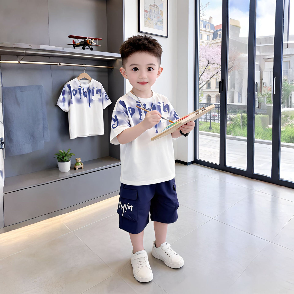Boys' Summer Outfit 2026 New Stylish Set for Children, Short-Sleeve and Sleeveless Summer Clothes for 3-6 Year Old Boys