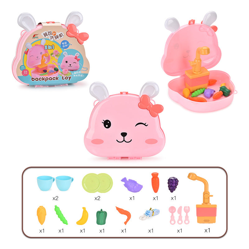 Children's Vegetable Washing Basin Simulation Kitchenware Electric Circulation Water Discharge Washing Table Puzzle Play House Kitchen Dishwasher Toy