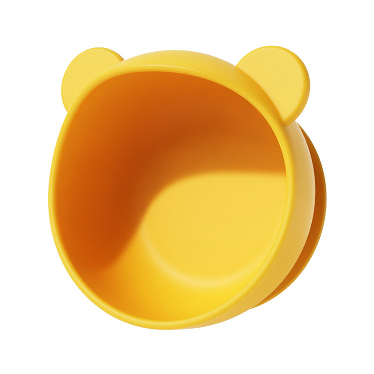 Cross-Border Popular Product: Little Bear Baby and Children's Silicone Dining Plate, Anti-Spill Feeding Bowl, Baby Feeding Utensils, Anti-Scald