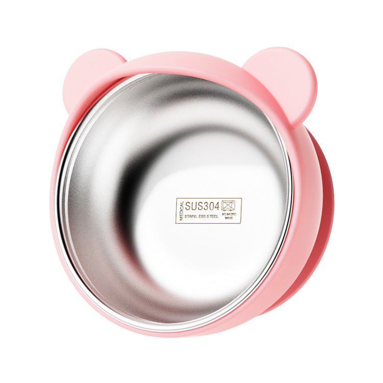 Cross-Border Popular Product: Little Bear Baby and Children's Silicone Dining Plate, Anti-Spill Feeding Bowl, Baby Feeding Utensils, Anti-Scald