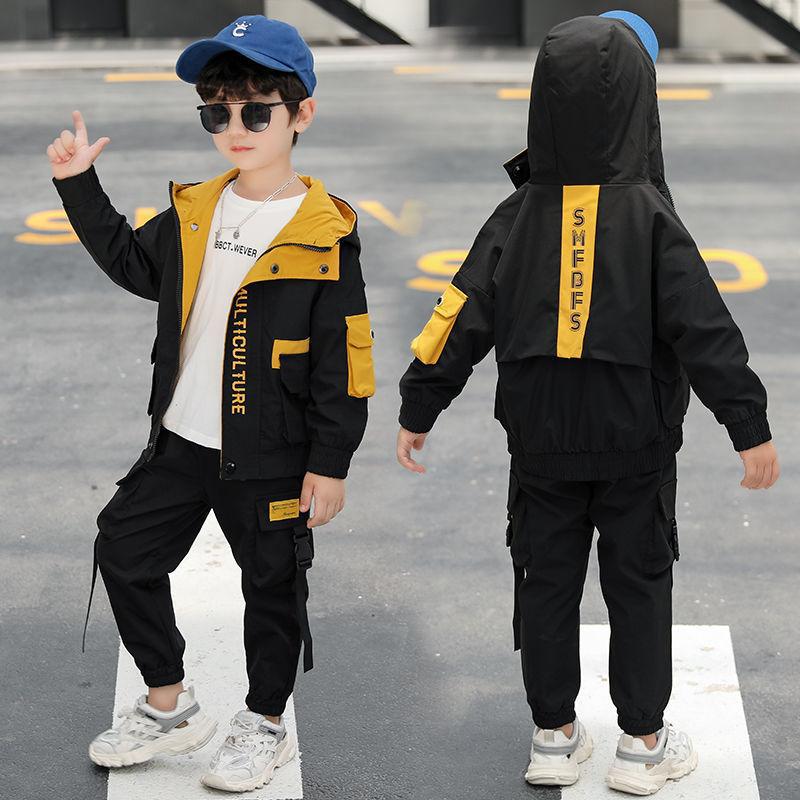 Boys' Autumn Outfit Set 2026 New Style Spring Autumn Winter Children's Pants and Jacket Trendy