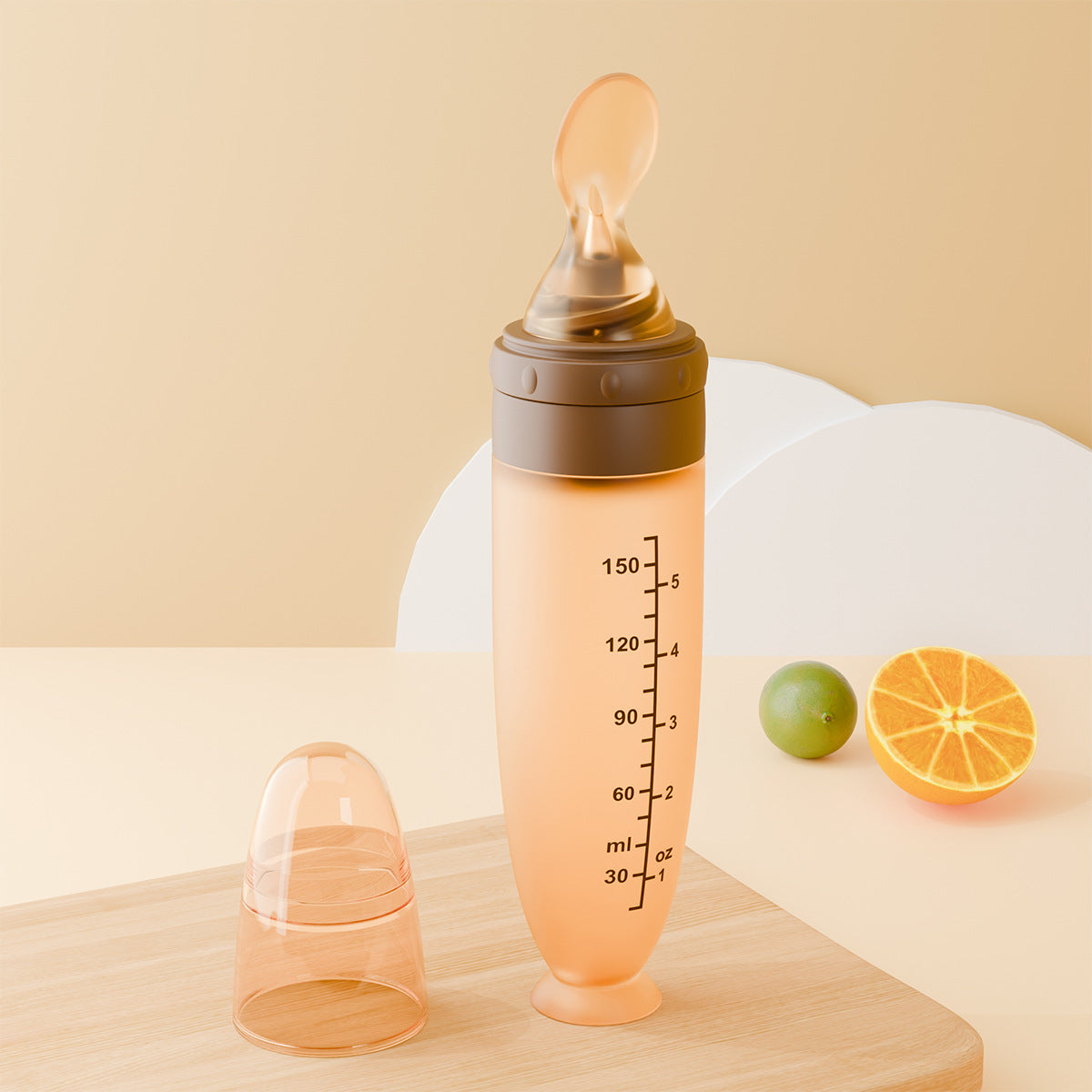 Baby Rice Bottle 150ML Silicone Soft Spoon Squeeze Fruit Juice Bottle Supplementation Spoon Suction Cup Silicone Rice Noodle Milk Bottle