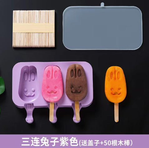 Food grade silicone ice cream mold with lid ice box DIY homemade creative popsicle