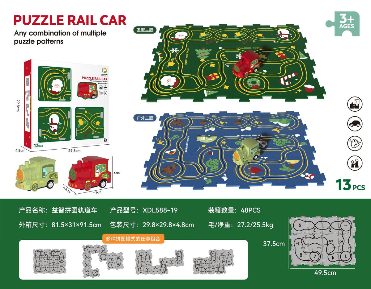 Cross-border Amazon jigsaw puzzle rail car DIY assembled sliding rail car electric train children's toy batch