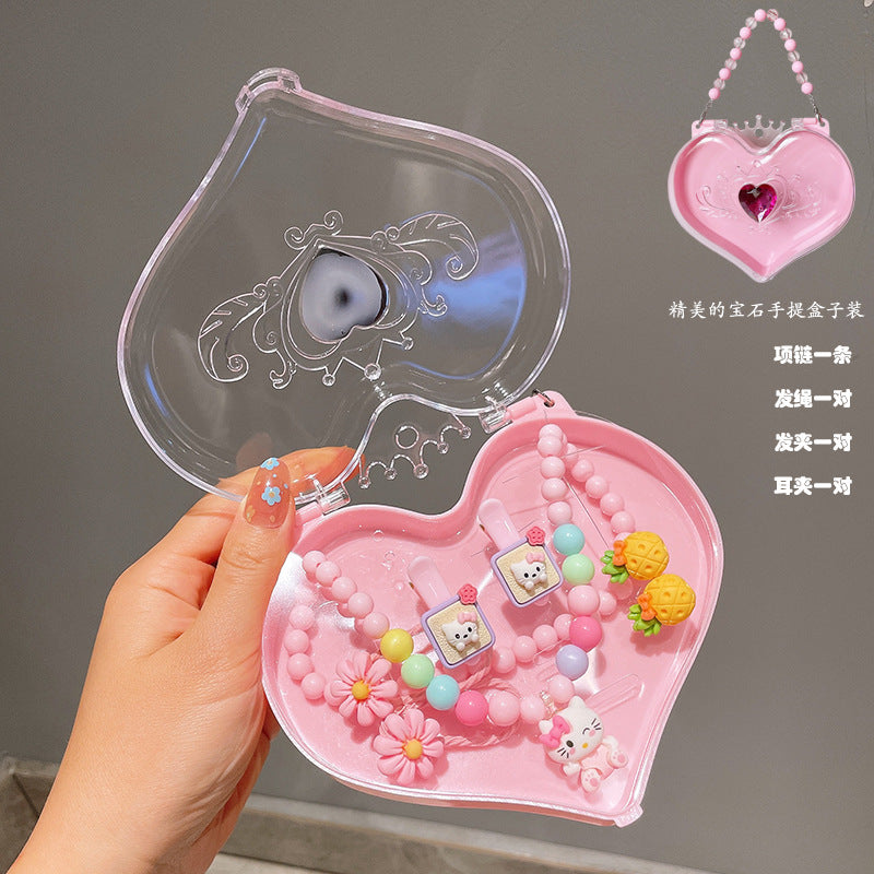 Children's jewelry baby cartoon cute fruit pendant bracelet suit birthday gift box in stock wholesale