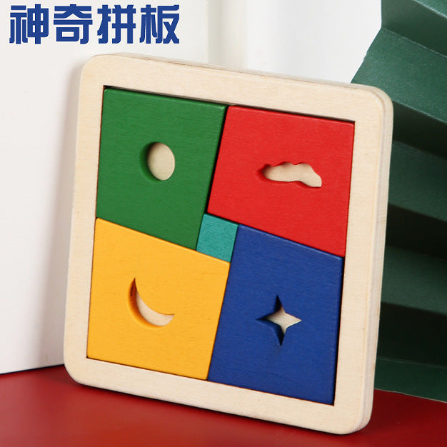 Wooden changeable honeycomb puzzle boys and girls color puzzle kindergarten early education baby children's educational toys wholesale