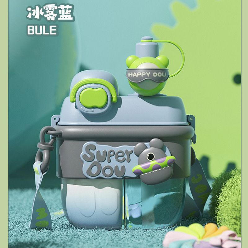 500ml 800ml Kidsren's Water Cup for Primary School Students to Go to School Special Summer Double-Headed Double Drinking Cup with Straw Cup