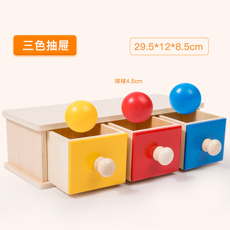 Montessori Teaching Aids Wooden Drawer Box Textile Drum Press Ball Table Early Education Toy Set Montessori Early Education Toy Set