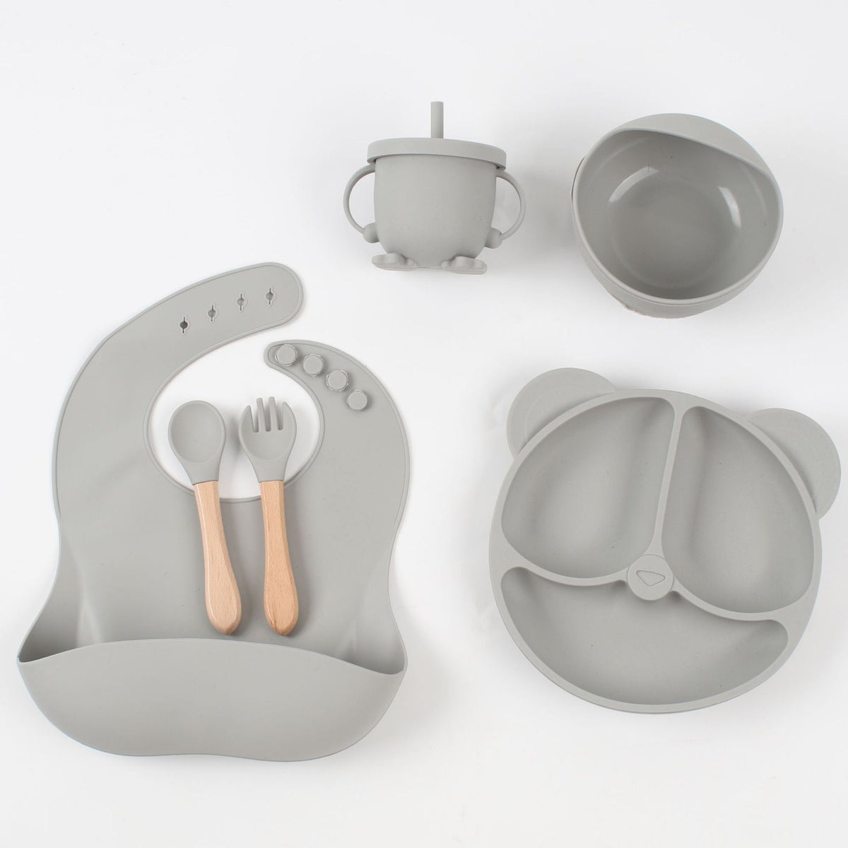 6-Piece Set of Silicone Baby Tableware, Baby Food Bowls, Baby Supplies, Kidsren's Supplies, Mother and Baby Supplies, Supply Plates