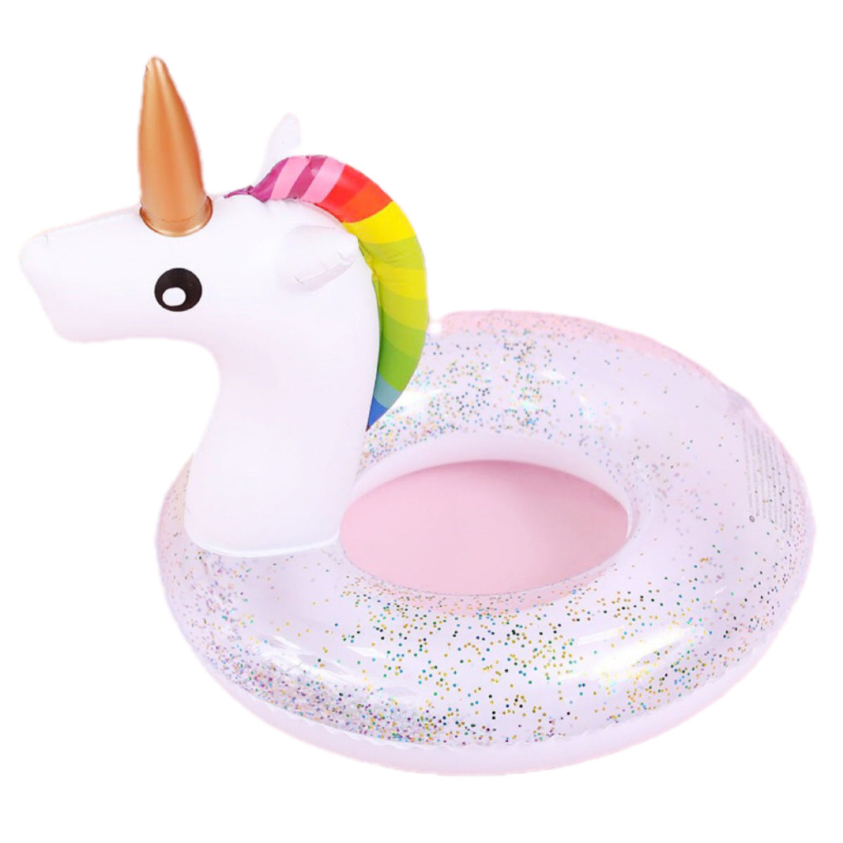 New children's pink rainbow horse sequins swimming ring inflatable water cute unicorn children's sponge bottom seat ring