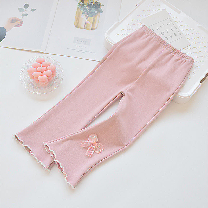 Spring and Autumn Girls' Flared Pants Children's Pants Outer Wear 2025 Spring New Western Style Princess Style Student Casual Trousers
