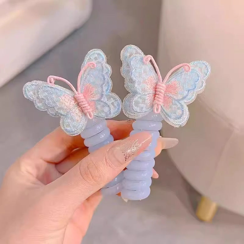 Children's New Butterfly Phone Cord Hair Tie, High Elasticity, Does Not Hurt Hair, Hair Rope, Cute Braided Ponytail Hair Rope for Girls