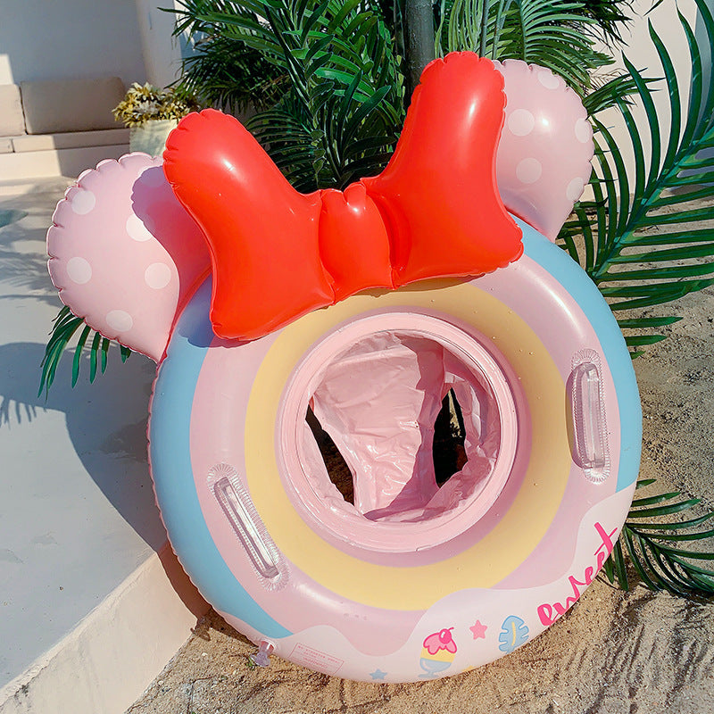 New children's pink rainbow horse sequins swimming ring inflatable water cute unicorn children's sponge bottom seat ring