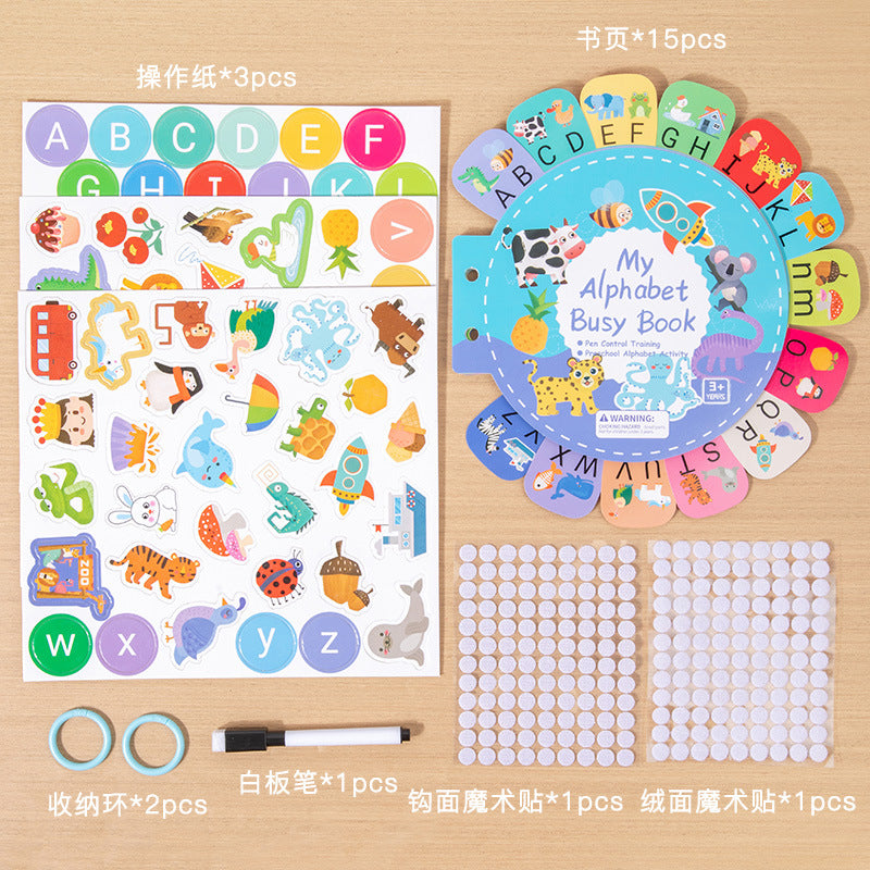 Cross-border children's early education flashcards, alphabet recognition, quiet book, word, letter, shape, color recognition, educational busy book
